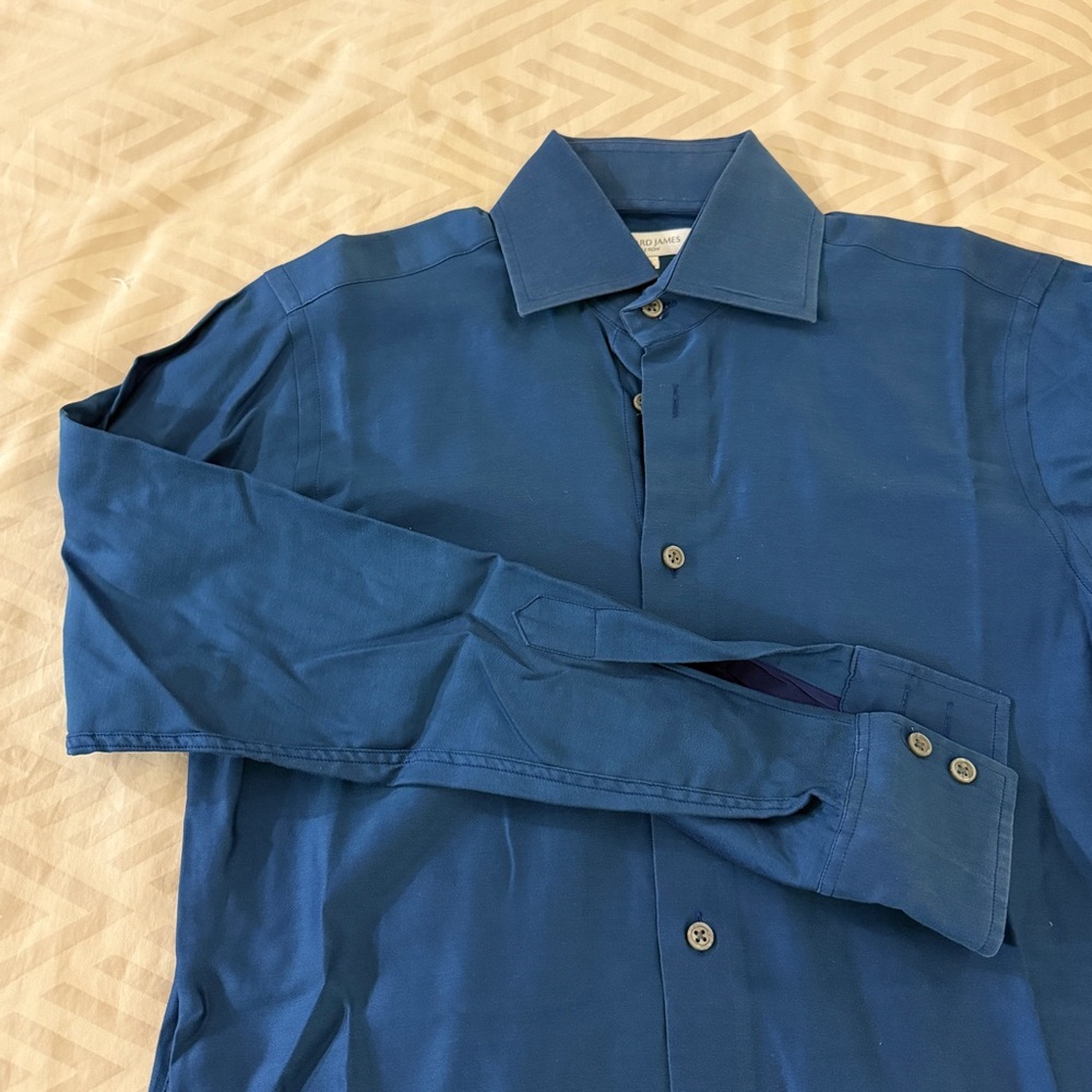 Richard James Savile Row Classic Blue Slim Fit Shirt Great Sheen 14.5